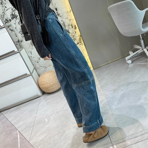 立裁结构分割弧形牛仔裤！女款遮胯显瘦秋季新拼接高腰美式复古阔腿裤！ 商品图3