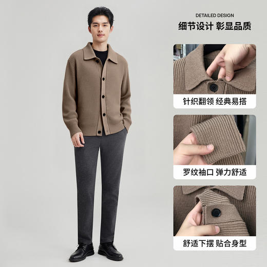 【100%绵羊毛】圣得西男粗织复古羊毛开衫2025秋新款简约百搭毛衣 商品图4