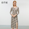EITIE爱特爱气质V领收腰显瘦通勤百搭开叉印花连衣裙秋季新款7907633 商品缩略图0