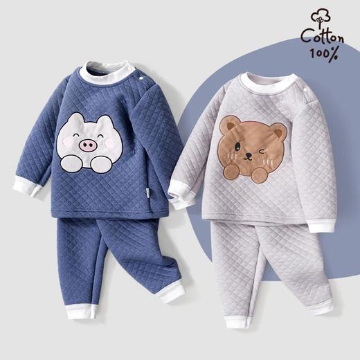 小班郎婴儿冬季加绒加厚A类保暖套装男女宝宝纯棉秋衣秋裤新生儿打底73-130 商品图4