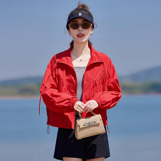 丁摩 红色宽松防晒衣女20新款夏季透气减龄休闲短外套5ZF-2527 商品图2