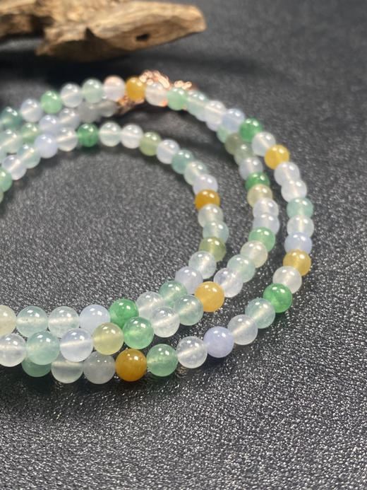 【FC0167】翡翠高冰多彩小米珠项链 水润光泽 荧光起胶 色彩丰富 商品图2