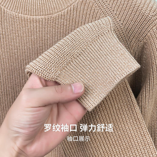 圣得西男士粗织复古圆领毛线衣2025秋季款纯色简约百搭通勤风毛衣 商品图7