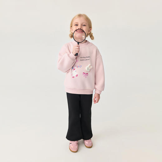 马克珍妮女童立体小兔加绒半高领卫衣2025年秋冬新款551189 商品图1