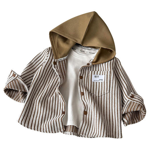 2025新款韩版百搭卡通涂鸦拼接条纹假两件T恤打底衫宝宝秋季卫衣 商品图4