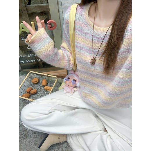 <曾小咸推荐>3.20现货秒杀 ！微信超特价！韩系渐变条纹针织衫 日常169.99 立减80 秒杀89.99！！ 商品图2