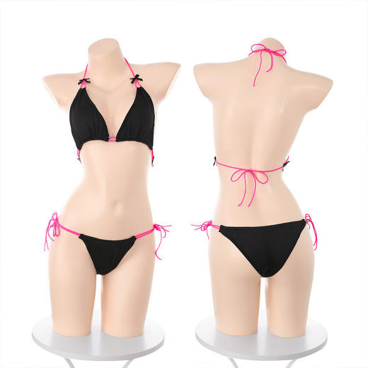 霏慕 性感辣妹撞色三点式7923 情趣内衣文胸内裤小胸大尺度火辣诱惑激情约会战袍 商品图9