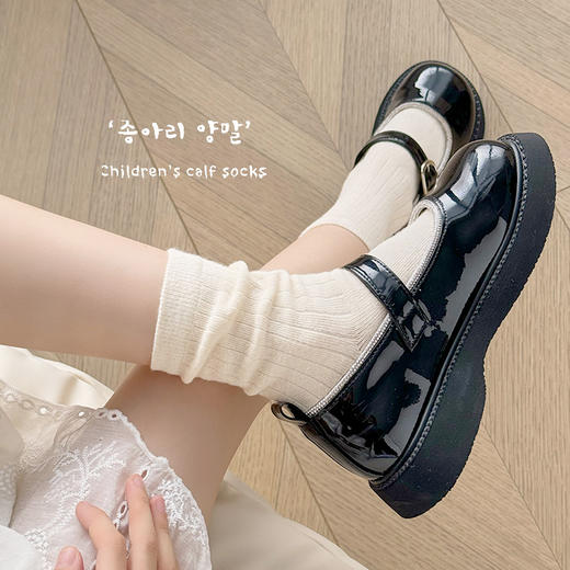 5双29.9包邮！纯色系秋季透气棉袜中筒袜ins女童韩系纯色松口男童棉袜21-42码 商品图3