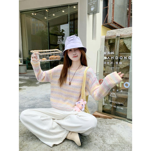 <曾小咸推荐>3.20现货秒杀 ！微信超特价！韩系渐变条纹针织衫 日常169.99 立减80 秒杀89.99！！ 商品图3