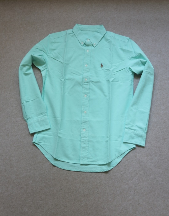 急茬儿的啊 速来抄底 哈！男段 RL 牛津纺 浅薄荷绿 微收腰的 长袖衬衫