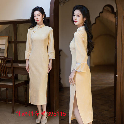 SKY 396115时尚改良针织提花长袖旗袍日常可穿 商品图2