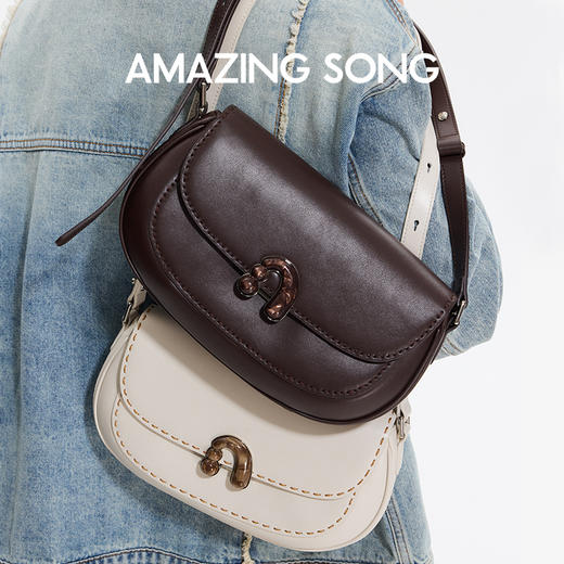 Amazing Song乙颂 栗子包大号春夏新款牛皮复古通勤单肩斜挎腋下包【该商品不支持用券】 商品图0