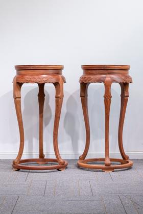 红桥红  家具严选  缅甸花梨（大果紫檀）【89 云石面 王款三足香几】