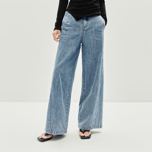 森马牛仔裤女秋季解构分割拼接宽松阔腿裤2025新款高街酷飒风长裤 商品图2