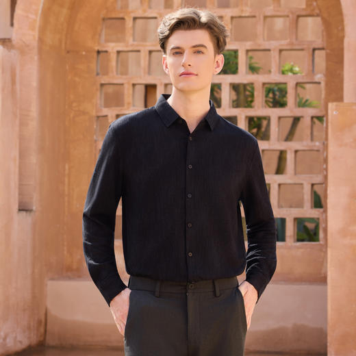 半身缘男装 春季含绵羊毛长袖衬衫261312M01010005 商品图0