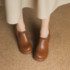 【预售5天】真皮厚底粗跟深口单鞋英伦风简约圆头高跟鞋女小皮鞋TYMXY&A1908 商品缩略图4