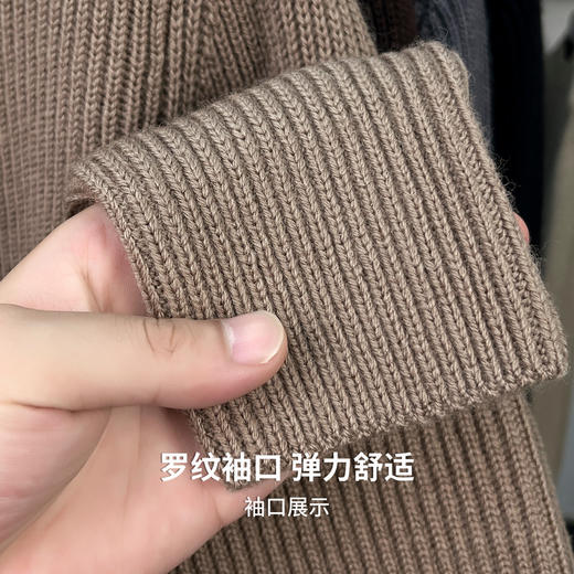 【100%绵羊毛】圣得西男粗织复古羊毛开衫2025秋新款简约百搭毛衣 商品图7