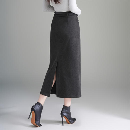 QYM 6326 -Y毛呢半身裙中长款包臀裙一步裙时尚 商品图2