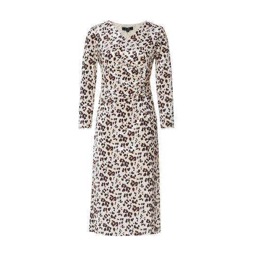 EITIE爱特爱气质V领收腰显瘦通勤百搭开叉印花连衣裙秋季新款7907633 商品图5