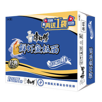 康师傅 方便面 经典鲜虾鱼板袋面98g*24 泡面整箱速食 方便食品 商品图2