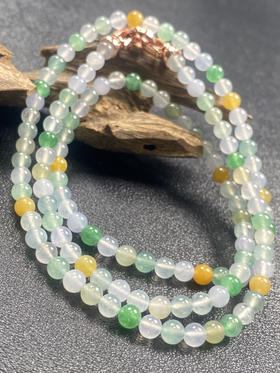【FC0167】翡翠高冰多彩小米珠项链 水润光泽 荧光起胶 色彩丰富
