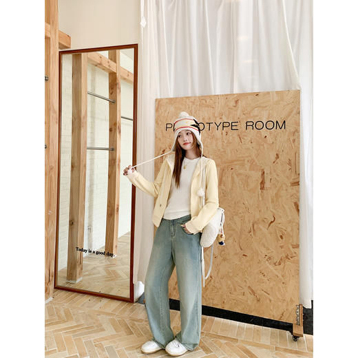 【189元任选2件】最后一波现货！奶呼呼黄色修身连帽卫衣外套 商品图3