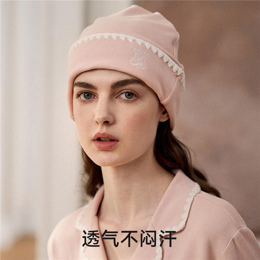【母婴服配】嫚熙秋冬月子帽产妇坐月子火山小磨毛孕妇产后防风护头帽 商品图3