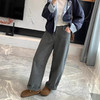 重工炒盐牛仔弯刀裤！洋气烟灰色森海棉高腰休闲长裤2025秋款！ 商品缩略图0