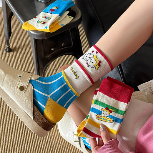 4双装！2025秋款女袜森田优女孩韩系中筒袜 61%精梳棉 袜头无骨不硌脚 商品图7