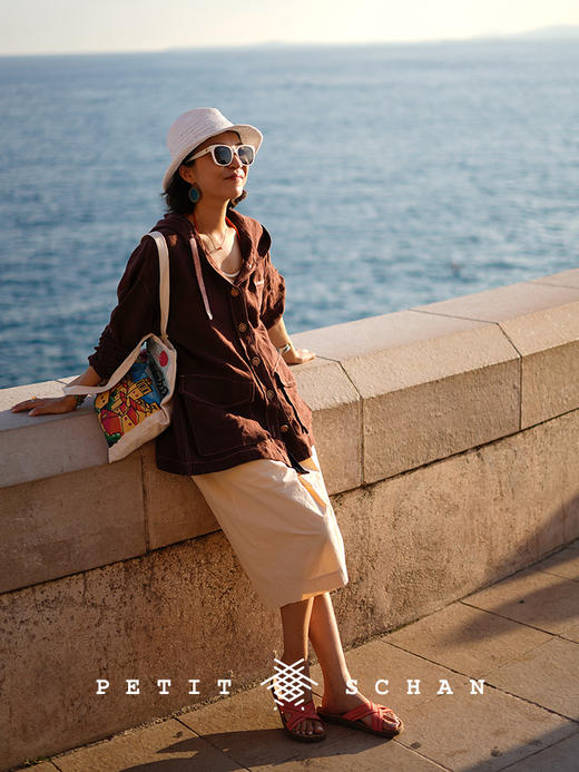 PETIT SCHAN小闪 CLO#463 watermelon soda 西瓜汽水 汉麻亚麻oversize宽松连帽防晒外套 商品图4