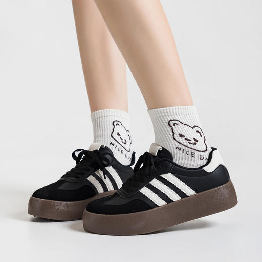 【3.5cm隐形增高】男女款厚底美式德训鞋 经典美式三杠 柔软鞋垫 舒适回弹 防滑耐磨 久穿不累脚 商品图1