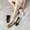 丁摩 漆皮低跟女单鞋圆头浅口女鞋真皮粗跟方扣时尚女跟鞋大码5ZF-811 商品缩略图1