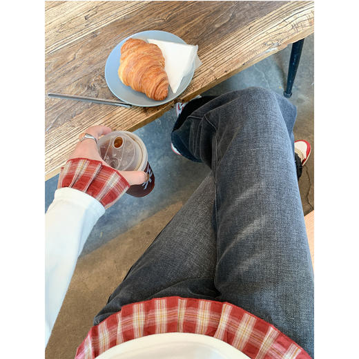 【189元任选2件】现货！黑灰色牛仔微喇裤 商品图1