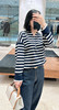 半精纺棉羊绒针织衫 条纹设计明快有活力 落肩直身廓形 自在舒适 领型独特 版型显瘦有空间感 藏青色+白色配色经典 商品缩略图4