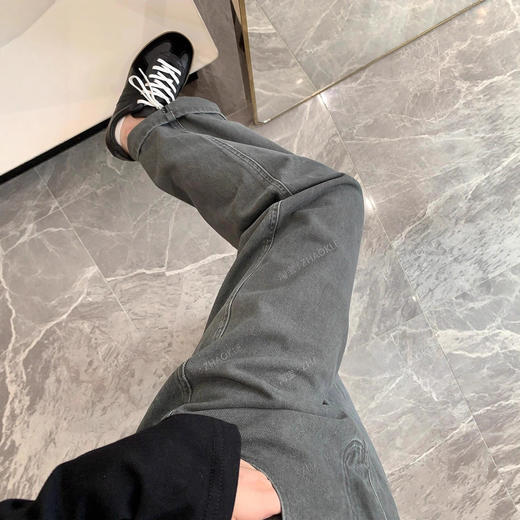 重工炒盐牛仔弯刀裤！洋气烟灰色森海棉高腰休闲长裤2025秋款！ 商品图2