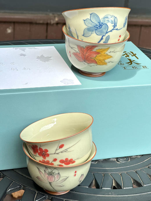 华科大四季花瓷器杯套装 商品图3