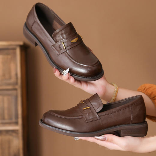 FR 85063英伦风百搭小皮鞋单鞋厚底增高乐福鞋 商品图2