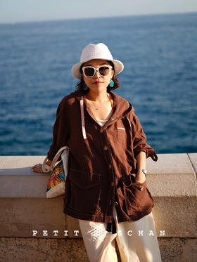 PETIT SCHAN小闪 CLO#463 watermelon soda 西瓜汽水 汉麻亚麻oversize宽松连帽防晒外套