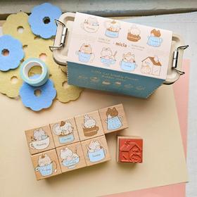 micia美日 咖啡杯貓貓一周星期彩色印章7入組