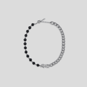 GOODBAI 916 logo异形吊坠半串珠半金属组合锁骨链