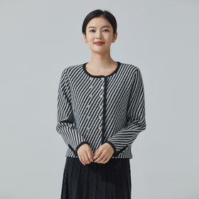 东黎 • 山羊绒  女士秋冬 斜纹提花小香风开衫  3050