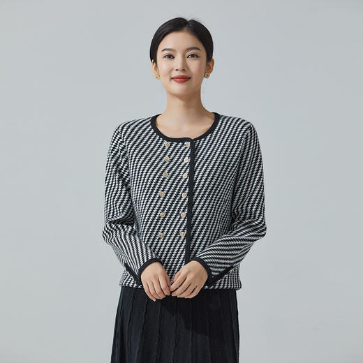 东黎 • 山羊绒  女士秋冬 斜纹提花小香风开衫  3050 商品图0