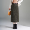 QYM 6325 -Y后开衩包臀裙半身裙气质毛呢格纹一步裙 商品缩略图0