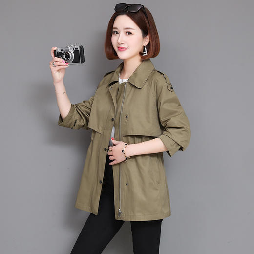 丁摩 春秋外套女短款风衣小个子休闲时尚上衣5ZF-6003 商品图0
