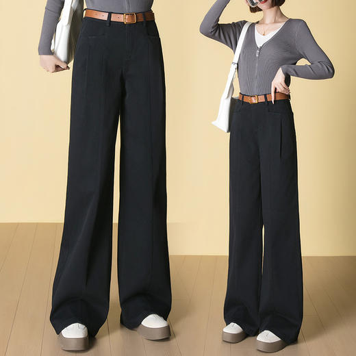 HSS 3051阔腿牛仔裤窄版高腰天丝棉宽松裤 商品图2