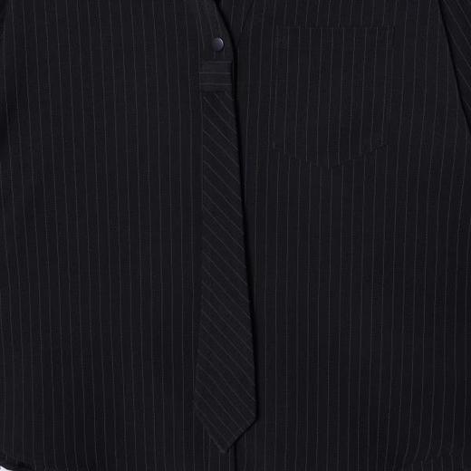 CS217SDSA男士秋冬新款痞帅男装极简风条纹领带休闲潮流衬衫网红款衬衣 商品图3