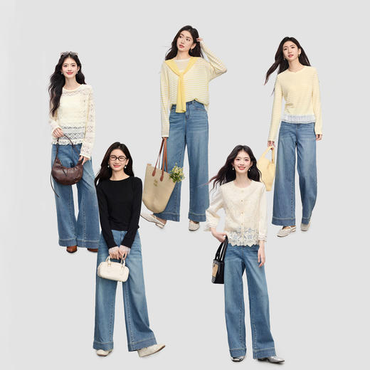 【09/03新品】熙世界宽松直筒牛仔裤女2025年秋季新款高腰显瘦小个子九分阔腿裤 商品图1