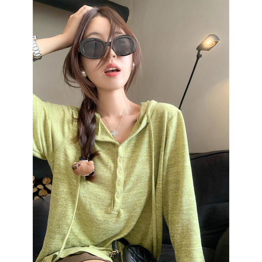 <曾小咸推荐>韩版简约百搭3色连帽针织衫 商品图0