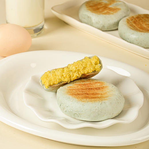 青稞黄米饼 | 60g*10个/袋 蓝青稞粉面皮 大黄米内馅 谷物清香 可蒸烤煎 云南特色粗粮早餐 商品图1