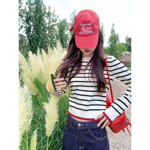 <曾小咸推荐>韩系撞色条纹设计修身显瘦针织 商品图3